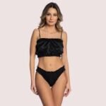 Ethereal Comfort Black Silk Lingerie Set