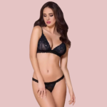 Whisper Lace Black Bralette & Thong Set